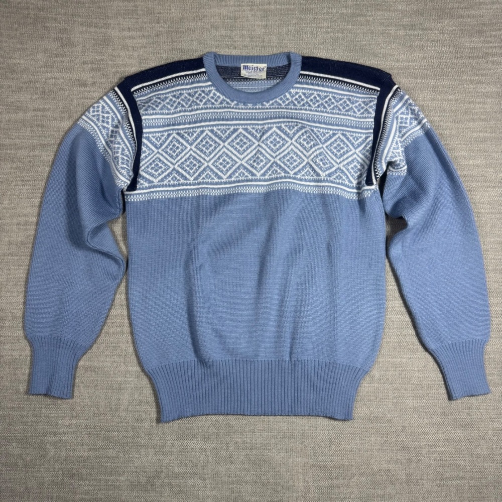 Vintage Meister‎ Nordic Fair Isle Sweater Wool Blend Ski Aprés 80s 90s